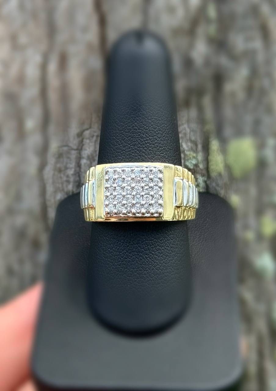 Jewelry 14k solid two tone yellow gold natural diamond 1.00CT Rolex ring sz 10.0