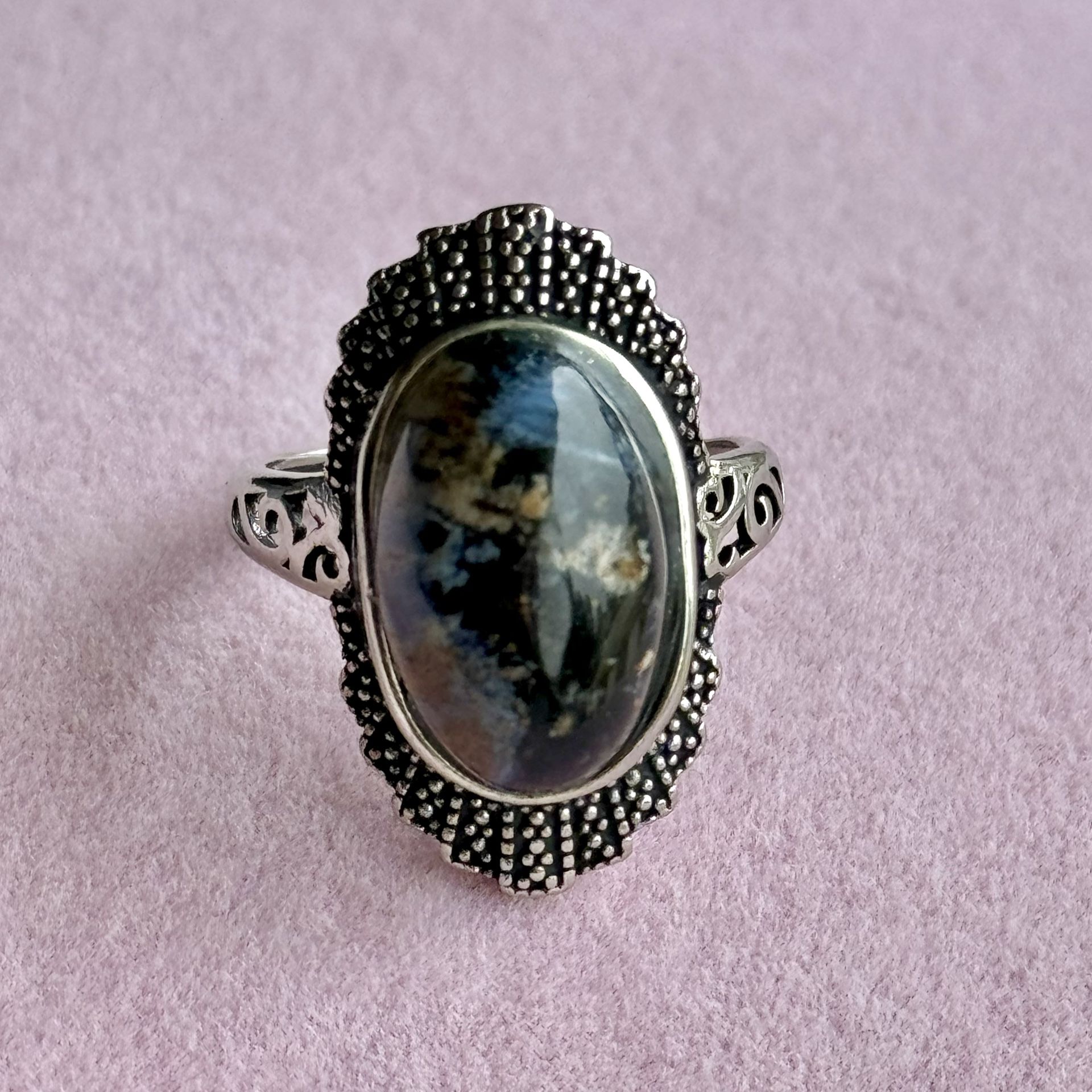 Petersite Ring (Adjustable) Silver mixed with cupronickel