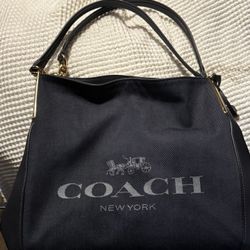 Coach Horse and Carriage Jacquard Dalton 31 Blue Shoulder Bag