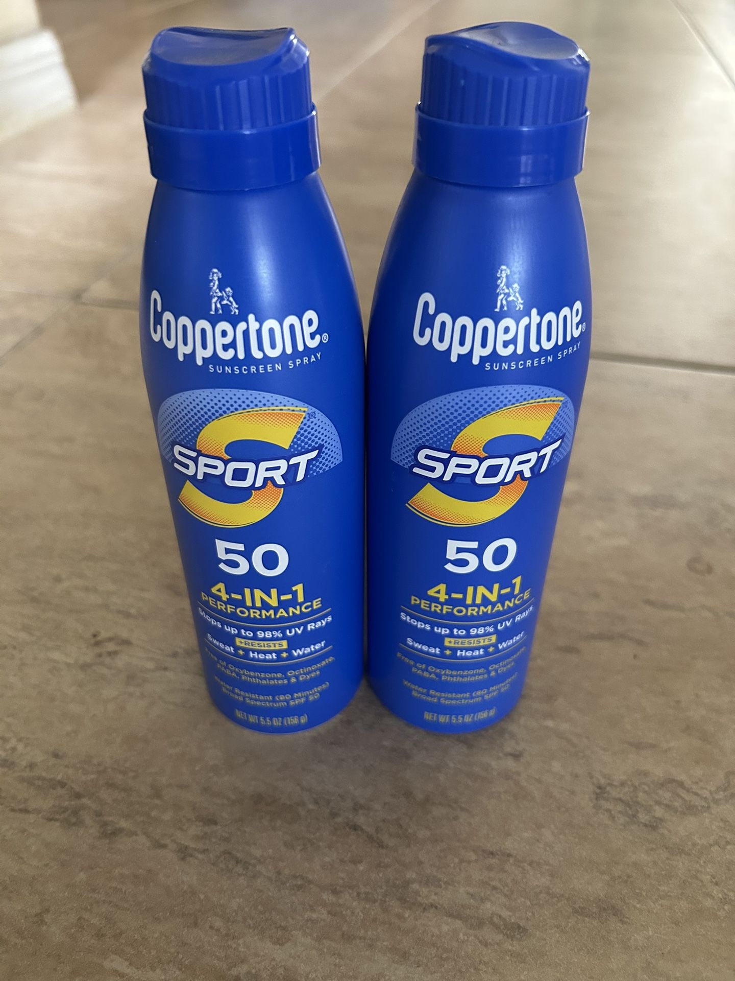 2x Coppertone Sport 4-in-1 Performance SPF 50 Sunscreen Spray 5.5 oz 10/25 Exp