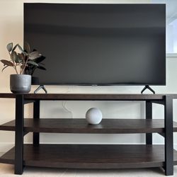 Dark Wood And Black Metal TV Stand