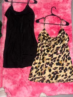 Leopard and black Fashion nova mini slip dresses size M