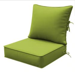 WNP 24 in. x 24 in. Deep Seat Outdoor Lounge Cushion with Backrest, Premium Waterproof Patio Furniture Cushions Grass Green