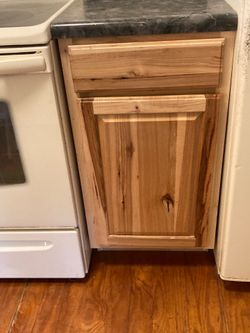 Pull Out Kitchen Cabinet Trash & Recycling hickory wood