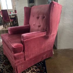 Fabulous Vintage Accent Chair in Original Raspberry Fabric