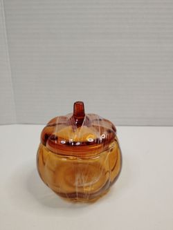Amber Glass Pumpkin Jar with Lid
