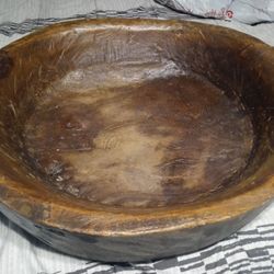 Heavy Hand carved Huge Wooden Bowl.