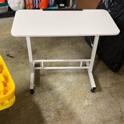 White Portable Working Tablet Extendable On Wheels No Scratches, Clean