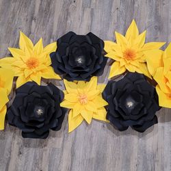 Yellow And black Paper Flowers