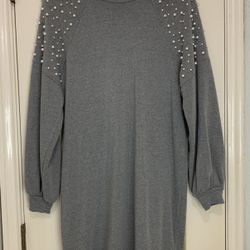 Womens Express Body 60% Cotton 40% Polyester Size Medium Grey Casual Dress