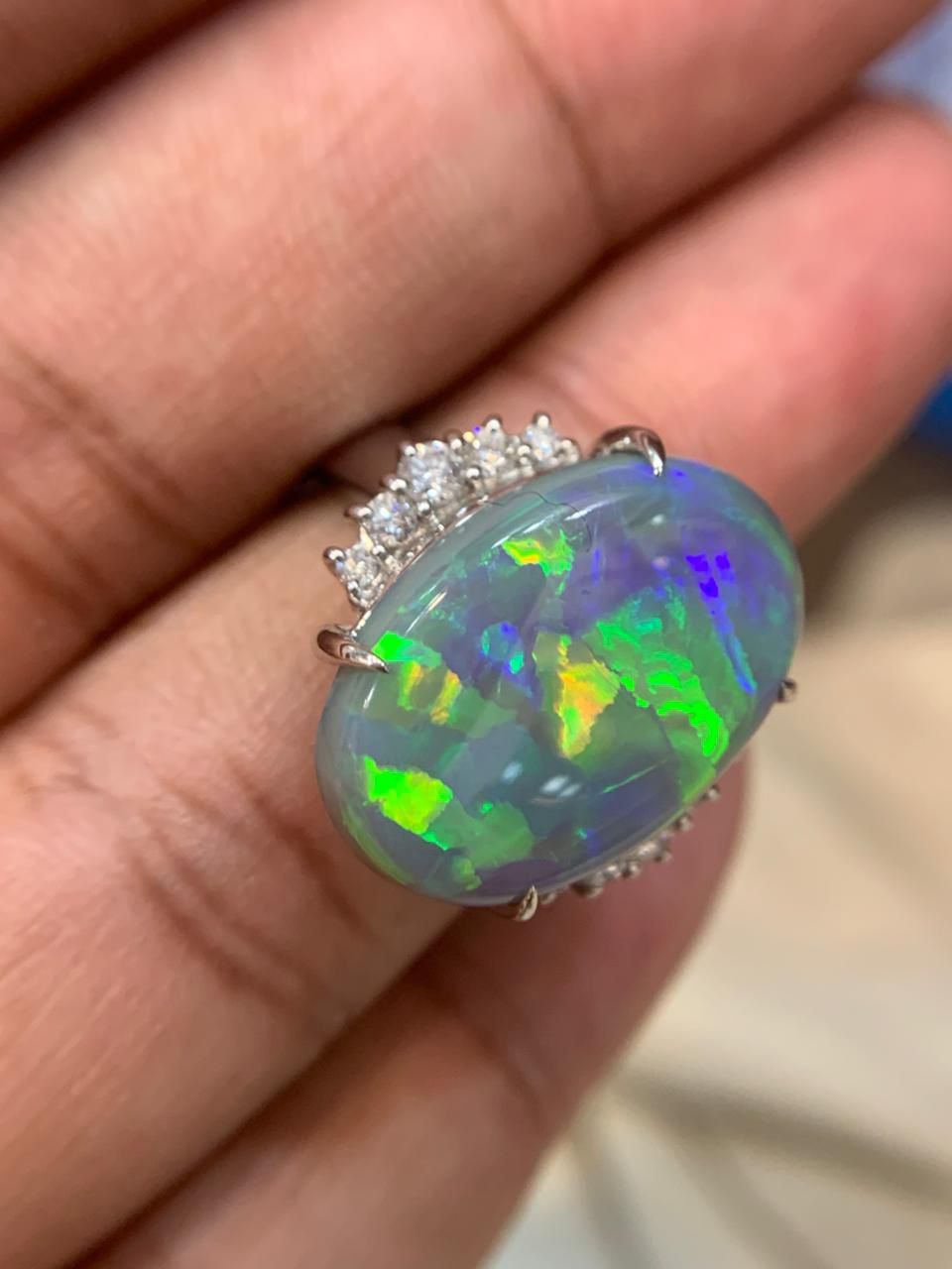 Women’s Opal Ring 6ct Platinum 