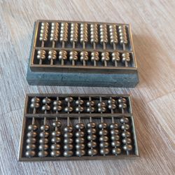 Mini  Vintage Abacus - Green Marble And Golden Brass