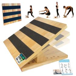KIJO Studio Wooden Slant Board for Calf Stretching & Squat Wedge - Slant Boards for Exercise with 16-Angle Adjustable Incline Board, 550lbs Calf Stret
