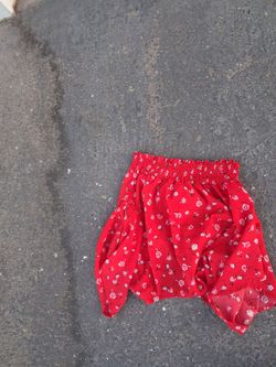 Red Floral Smocked Waist Mini Skirt