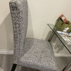 Two Dining Chairs Fabric Grey