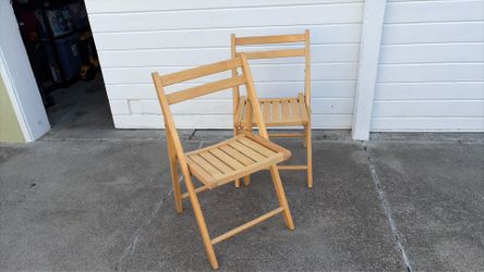 Thai Teak Wooden Folding Chairs x2