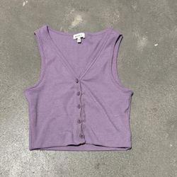 purple button up crop top