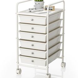 Brand New 6-Tier Rolling Utility Cart – White (6 Drawers)