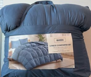 New Queen Blue Comforter Set - Casual Living Costco 3 Piece