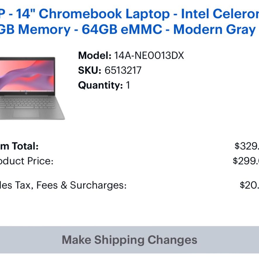 Brand New Hp 14” Chromebook Laptop