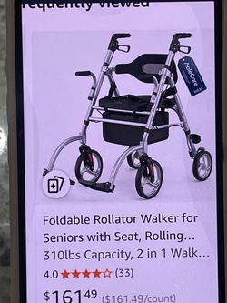 Folding Rollator Walker with Seat