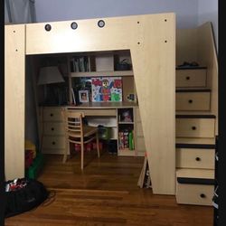 Full Size Loft Bed With Desk And Drawers