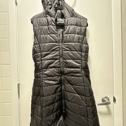Black Quilted Long Puffer Vest