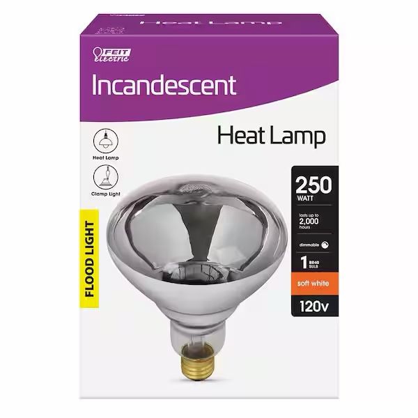 Feit Electric 250-Watt BR40 Heat Lamp 120-Volt Incandescent Light Bulb