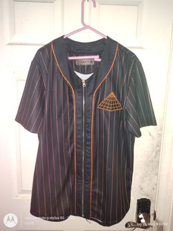 Black Pinstripe Zip-Up Baseball Jersey