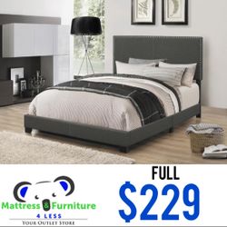 Boyd Upholstered Full Panel Bed Charcoal