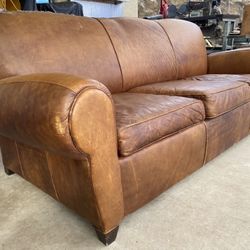 Pottery Barn Manhattan Leather Sleeper Sofa