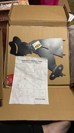 Metal Tractor & girl & wagon Silhouette Yard Decoration