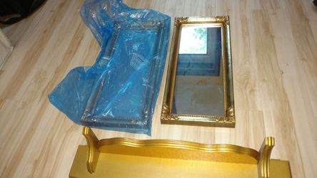 Home Interiors golden Shelf with 3 mirrors