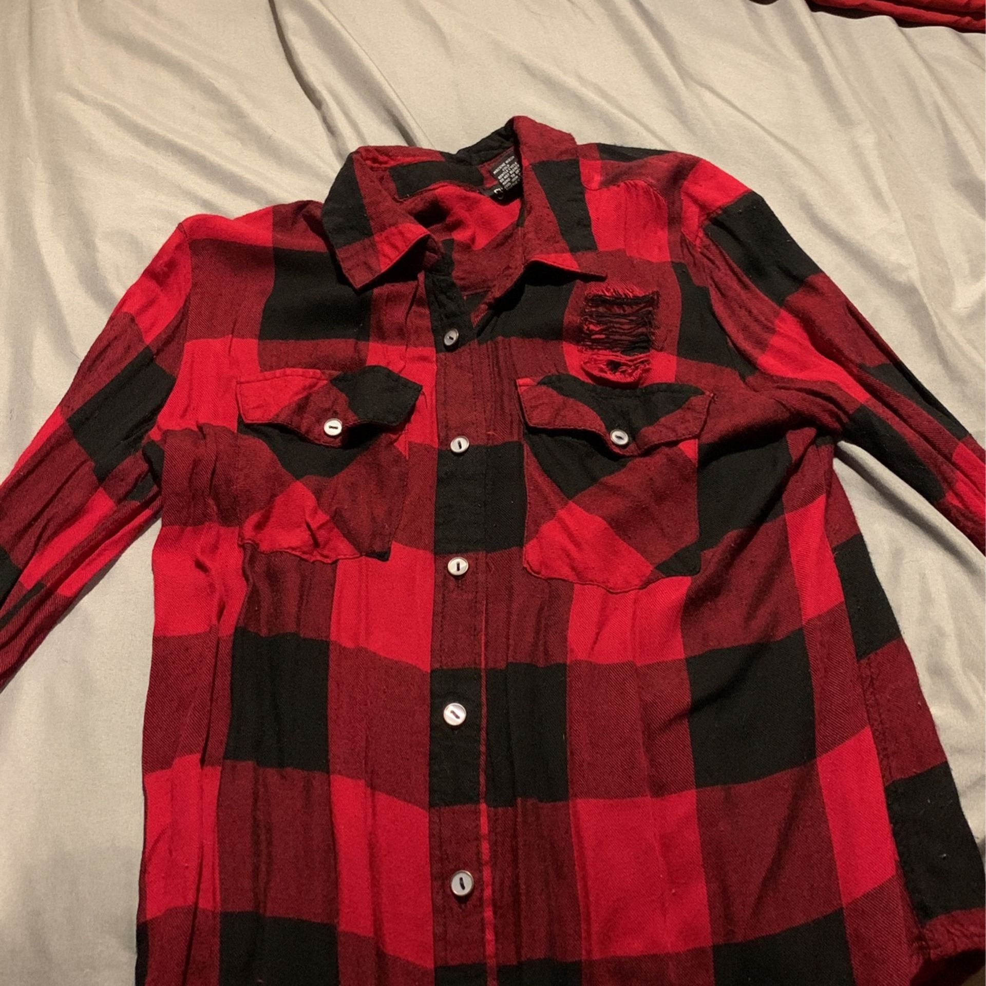 Red Plaid Flannel XS Youth Girls