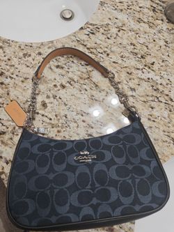 Coach Teri  Navy Blue Leather Hand Bag