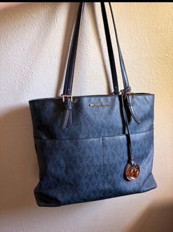 Michael Kors Bedford Large Signature PVC Pocket Tote Baltic Blue