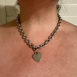 Stainless Steel Dog Tag Heart  💜 Necklace 