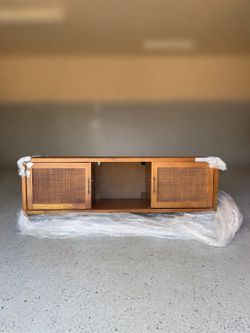 Modern Warwick TV Stand by Threshold- Wood + Cane Doors, Storage