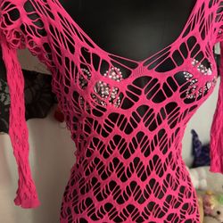 Hot Pink Fishnet Dress