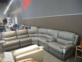 Leather Power Recliner - Archer Gray - Clearance Zone Floor Sample