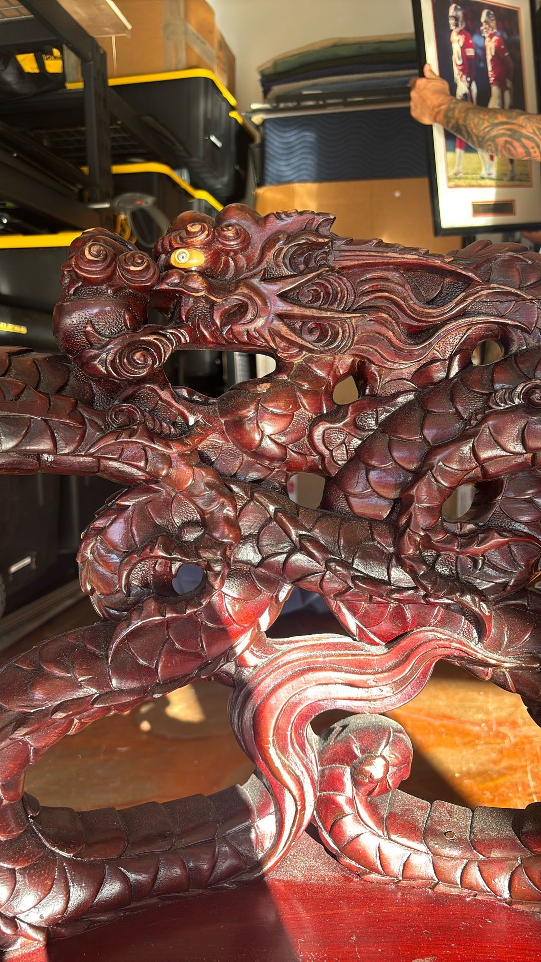 Antique Chinese Cherry Red Mahogany Wood Chair