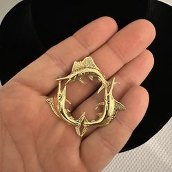14k Gold Trio Marlin And Sailfish Pendant