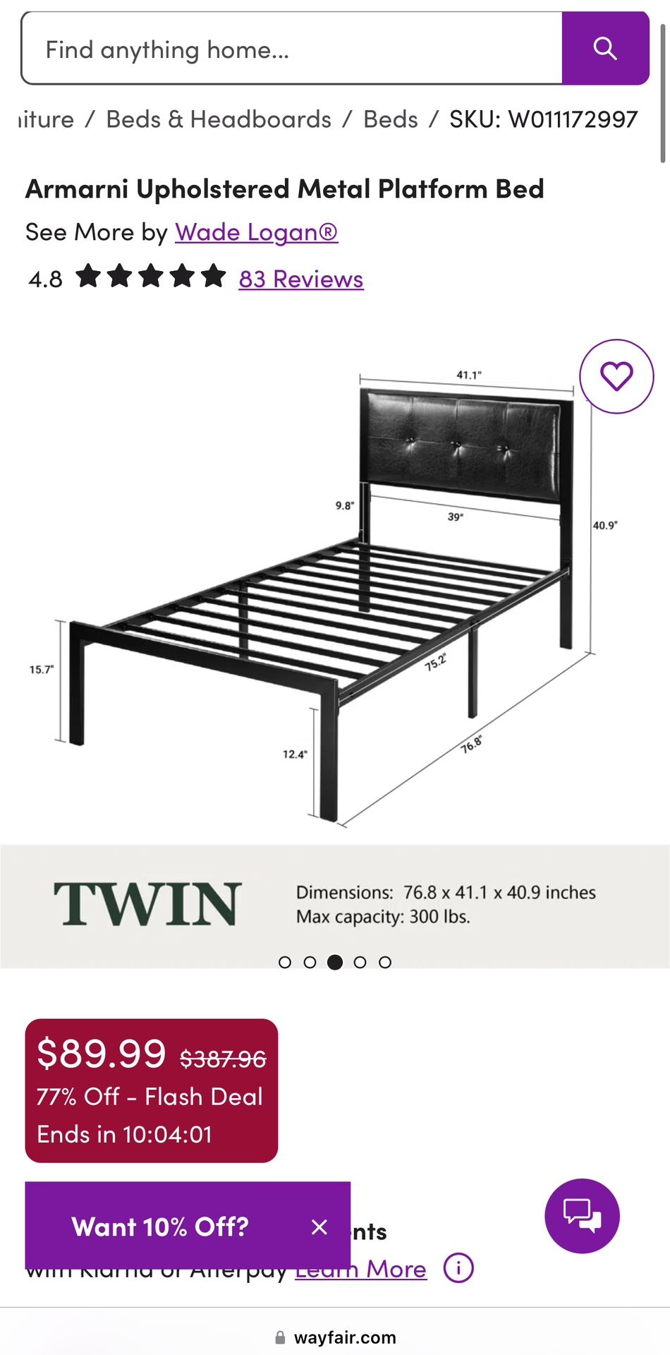 Twin Bed Frame + Mattress