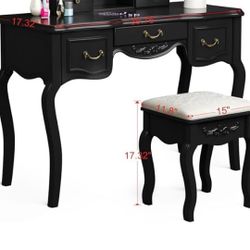 Black Vanity With Stool