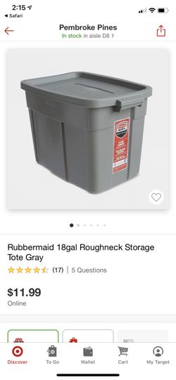 Rubbermaid 18gal Roughneck Storage Tote Gray : Target