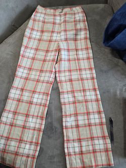 Vintage wool Plaid Wide-Leg Trousers