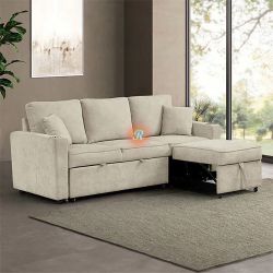 83" Pull Out Sleeper Sofa Bed Sectional Couch