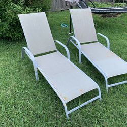 2 pc Aluminum Chaise Lounge Chair Outdoor