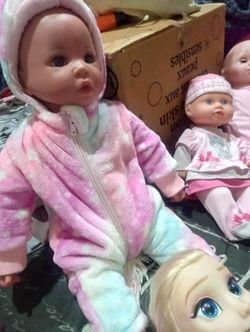Baby Doll in Pink Fleece Outfit