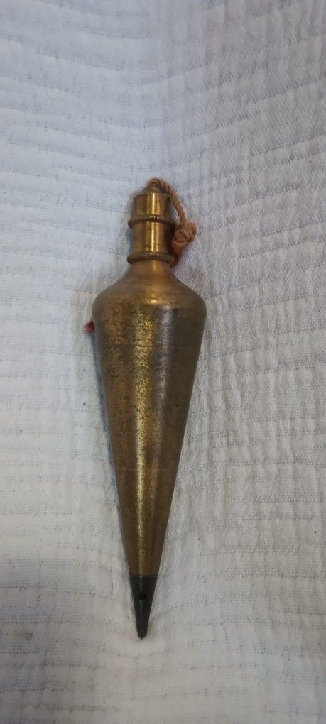 Vintage General Hardware Leather Plumb Holder & Brass Plumb Bob S 16 OZ